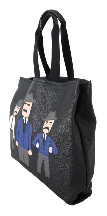 Elegante bolso negro de piel para hombre