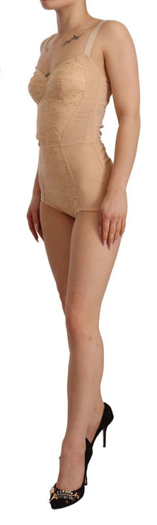 Body stretch del pannello in pizzo beige