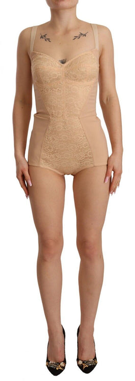 Body stretch del pannello in pizzo beige