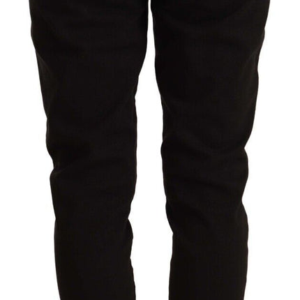 Elegantes jeans flacos negros de ajuste delgado