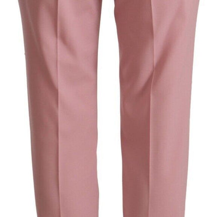 Elegantes pantalones de cintura alta rosa