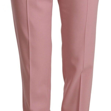 Elegantes pantalones de cintura alta rosa