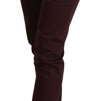 Maroon Slim Fit Pants con detalle con cremallera