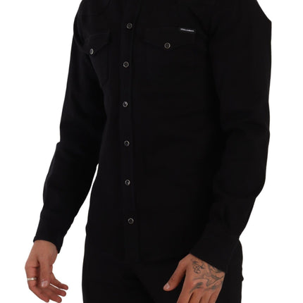 Slim Fit Casual Black Designer Shirt