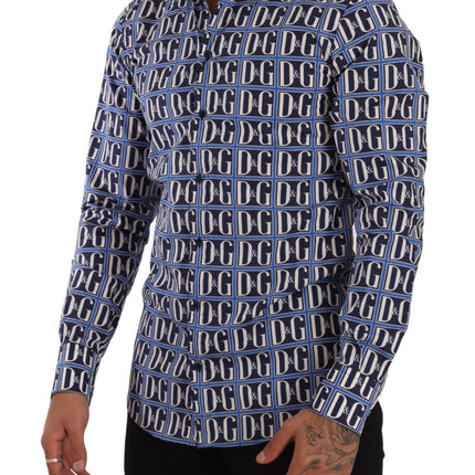 Slim Fit Blue Logo katoenen shirt