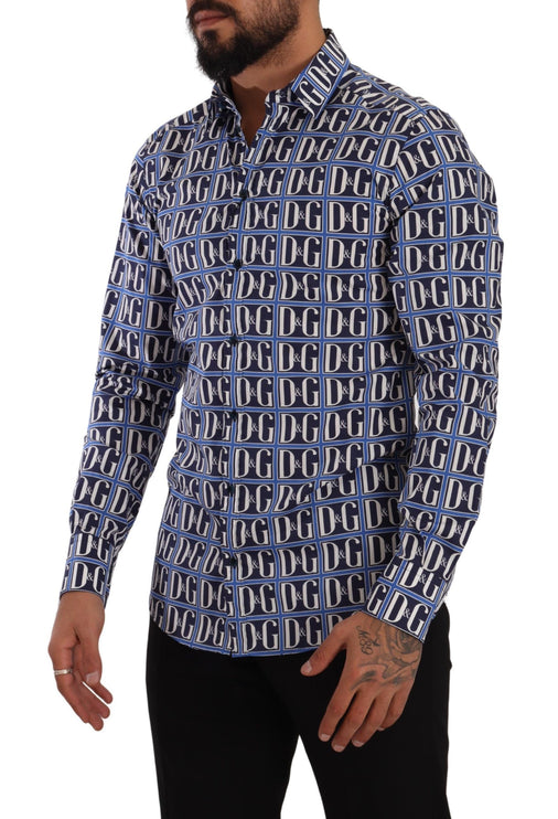 Slim Fit Blue Logo katoenen shirt