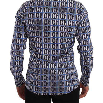 Slim Fit Blue Logo katoenen shirt