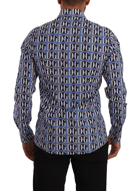 Slim Fit Blue Logo katoenen shirt