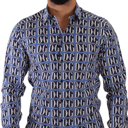 Slim Fit Blue Logo katoenen shirt