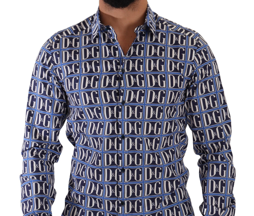 Slim Fit Blue Logo katoenen shirt