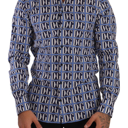 Slim Fit Blue Logo katoenen shirt