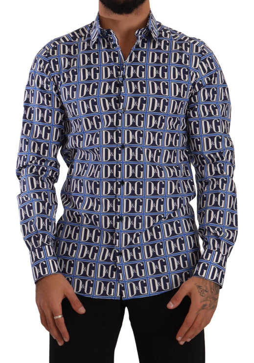 Slim Fit Blue Logo katoenen shirt