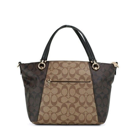 Bolso de mano Kacey Khaki Brown Blocked Canvas Top Zip Satchel