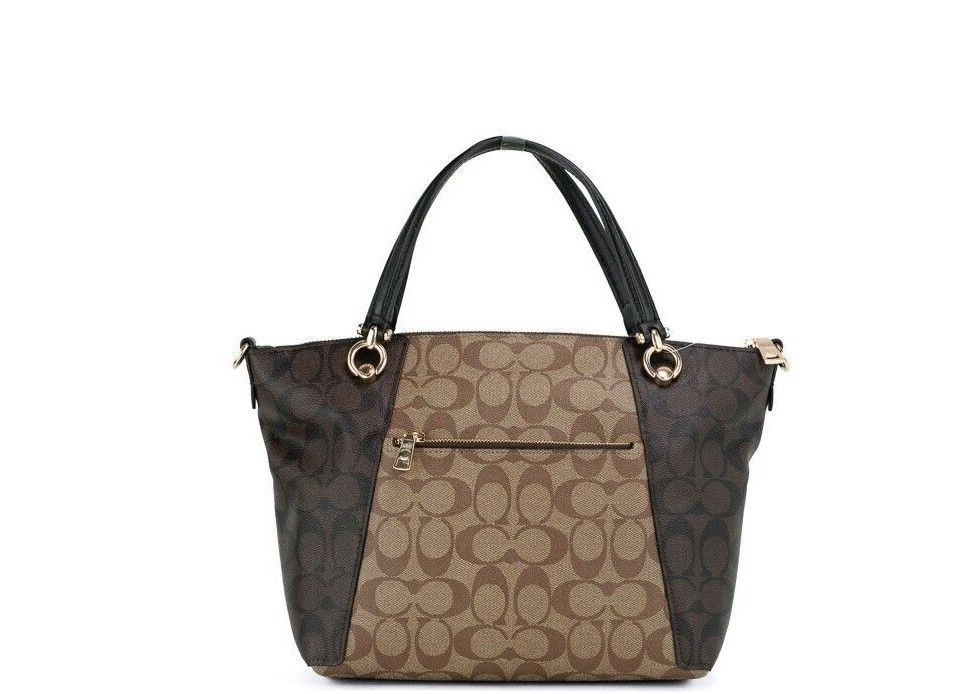 Bolso de mano Kacey Khaki Brown Blocked Canvas Top Zip Satchel