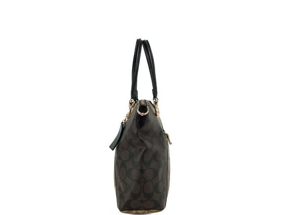 Bolso de mano Kacey Khaki Brown Blocked Canvas Top Zip Satchel