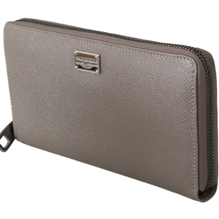 Cartera de piel con cremallera continental beige