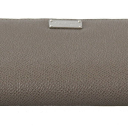 Cartera de piel con cremallera continental beige