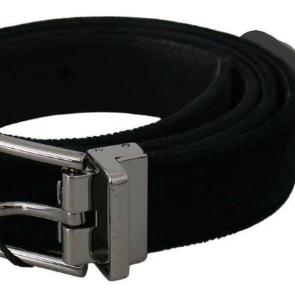 Elegant Black Leather Belt with Velvet Interior