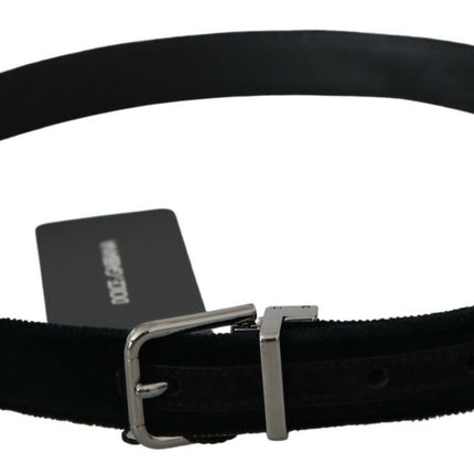 Elegant Black Leather Belt with Velvet Interior