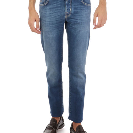 Blue Cotton Slim Men Jeans