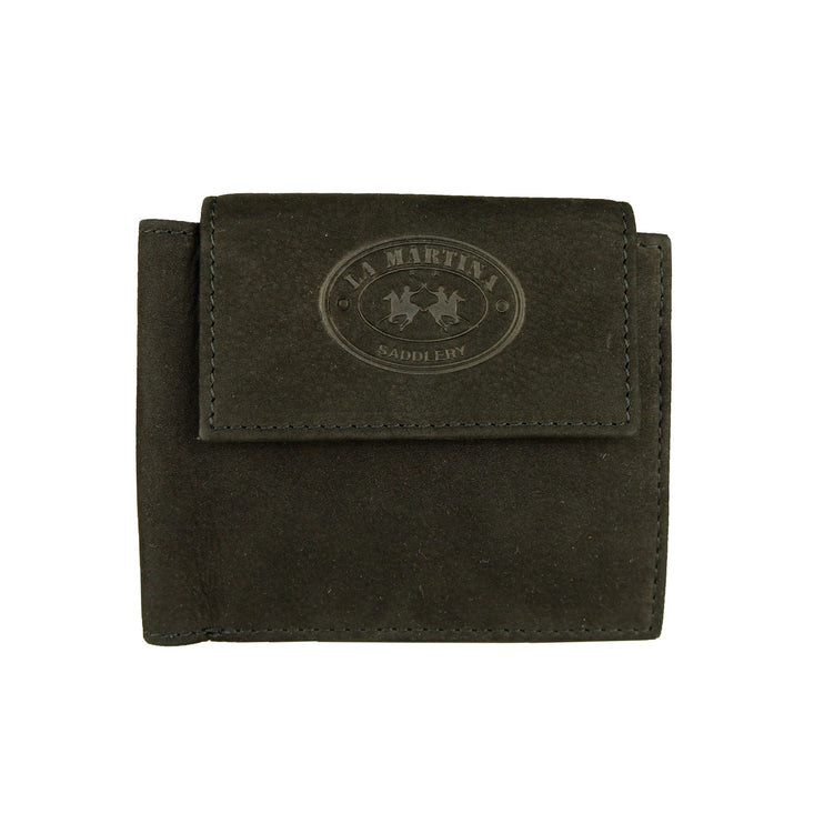 Elegante cartera de piel negra para hombre