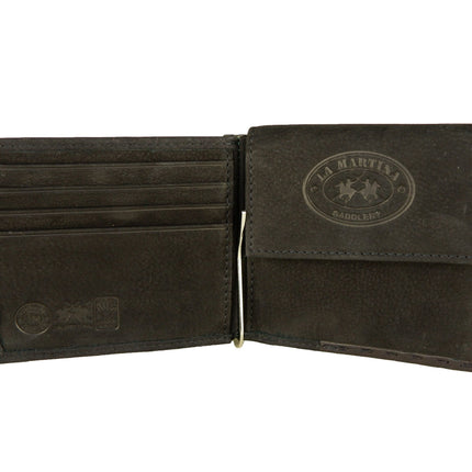 Elegante cartera de piel negra para hombre