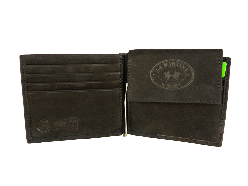 Elegante cartera de piel negra para hombre