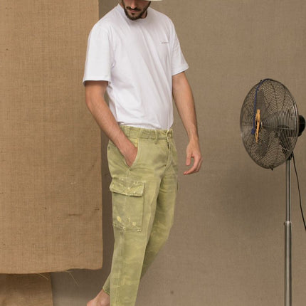 Militaire groene mid-taille designer jeans