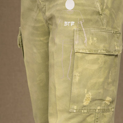 Militaire groene mid-taille designer jeans