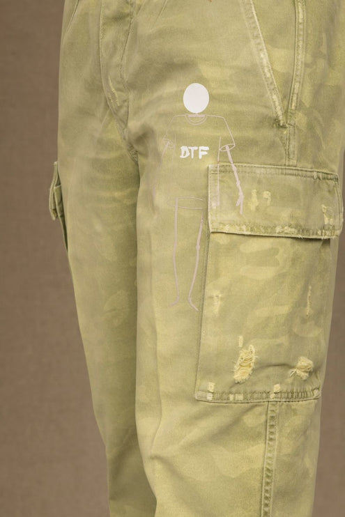 Militaire groene mid-taille designer jeans