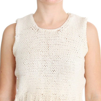 Maglione di giubbot di miscela in cotone senza maniche beige