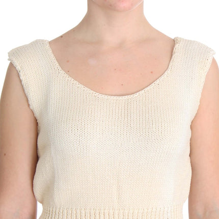 Maglione di giubbotto per maglia senza maniche beige