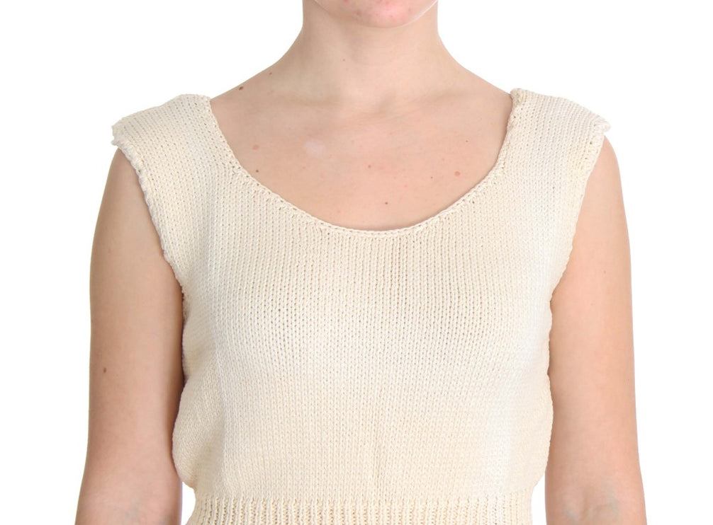 Maglione di giubbotto per maglia senza maniche beige