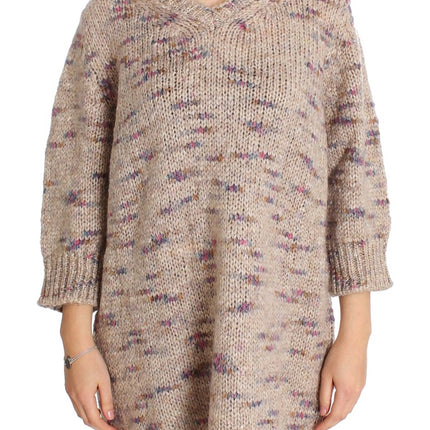 Maglione a maglia a V Beige oversize