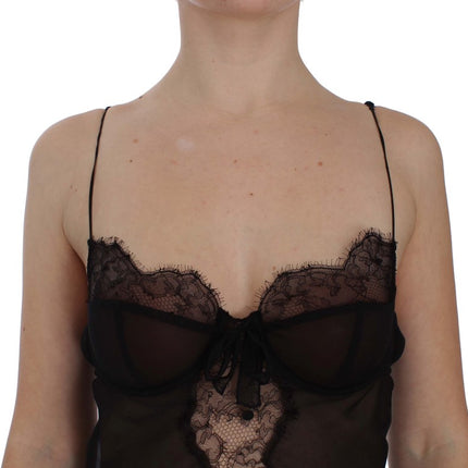 Élégant lingerie en dentelle noire de soie noire