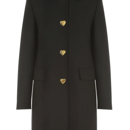 Elegant Wool Blend Coat With Heart Buttons