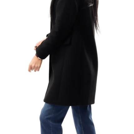 Elegant Wool Blend Coat With Heart Buttons