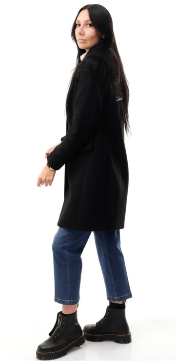 Elegant Wool Blend Coat With Heart Buttons