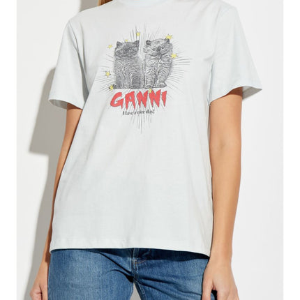 GANNI T-shirts and Polos Clear Blue