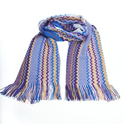 Geometric Pattern Fringed Luxury Scarf