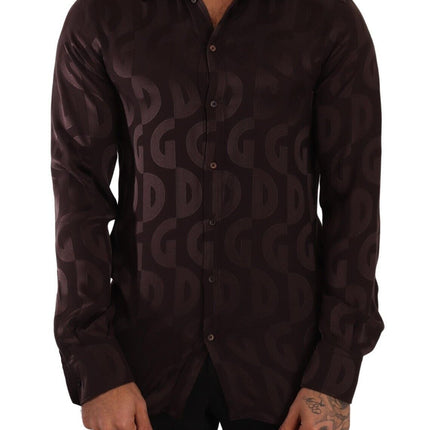 Elegant Bordeaux zijden overhemd shirt