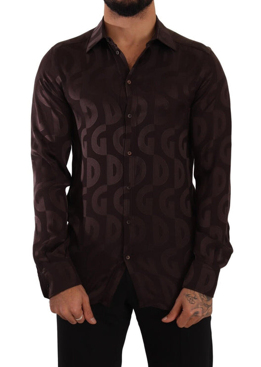 Elegant Bordeaux zijden overhemd shirt