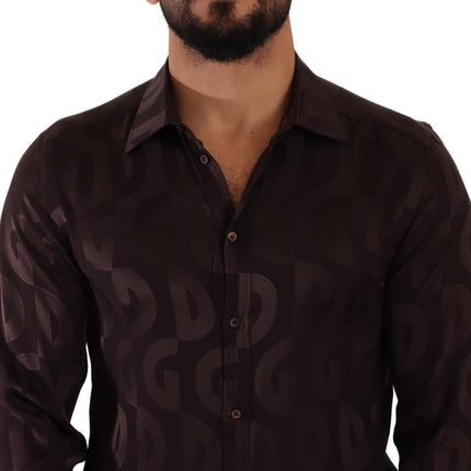 Elegant Bordeaux zijden overhemd shirt