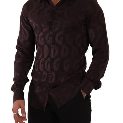 Elegant Bordeaux zijden overhemd shirt