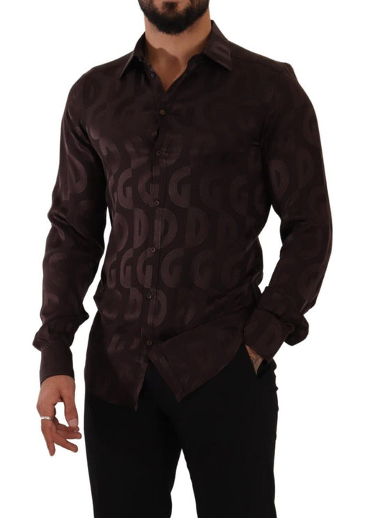 Elegant Bordeaux zijden overhemd shirt