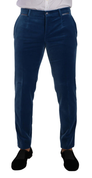 Costume élégant en velours bleu slim fit