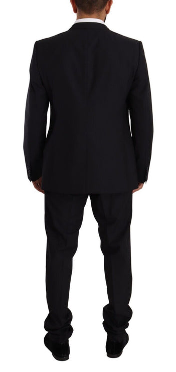 Elegant Navy Slim Fit Wool Silk deux pièces