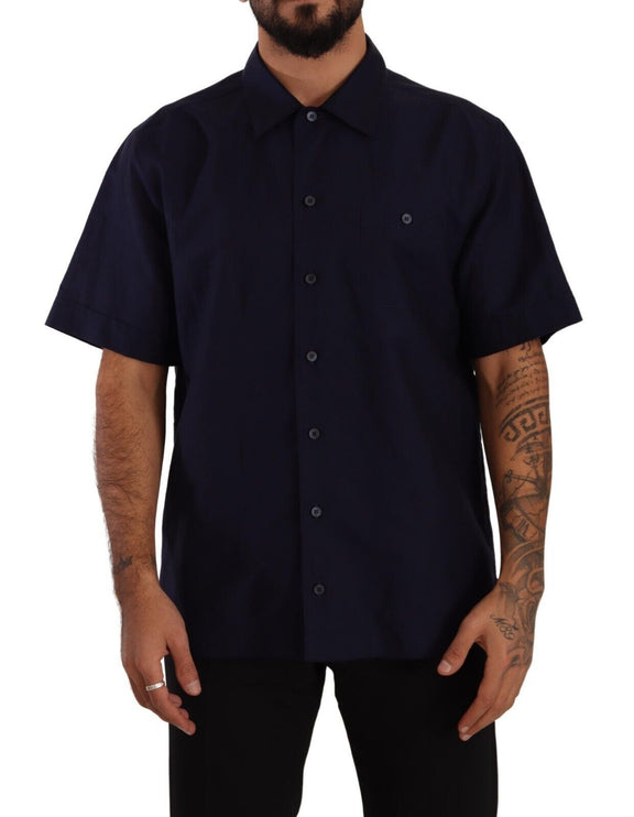 Elegant marineblauwe knop-down casual shirt