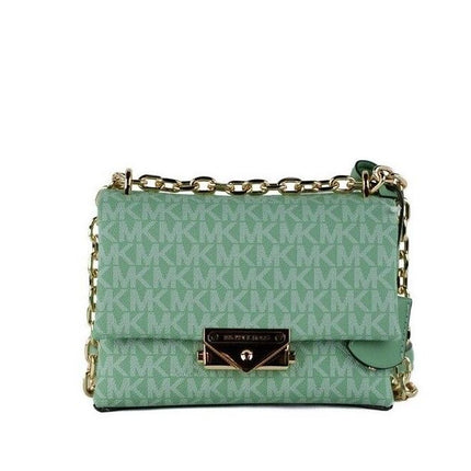 Bolso Crossbody con solapa convertible de PVC Cece Small Sea Green Signature