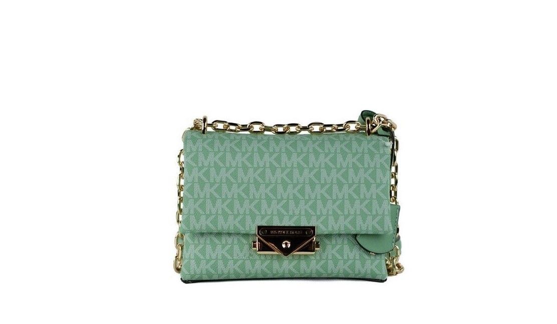 Bolso Crossbody con solapa convertible de PVC Cece Small Sea Green Signature